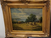 R. Rose  Haymaking  19th Century Impressionist Landscape