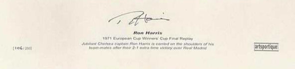 Ron Harris Signed 22x16 1971 European Cup Winners' Cup Final Replay Black and White Print