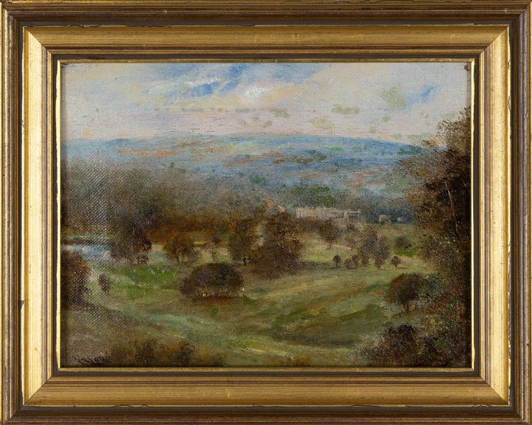 Antique Signed Countryside Painting 19th Century