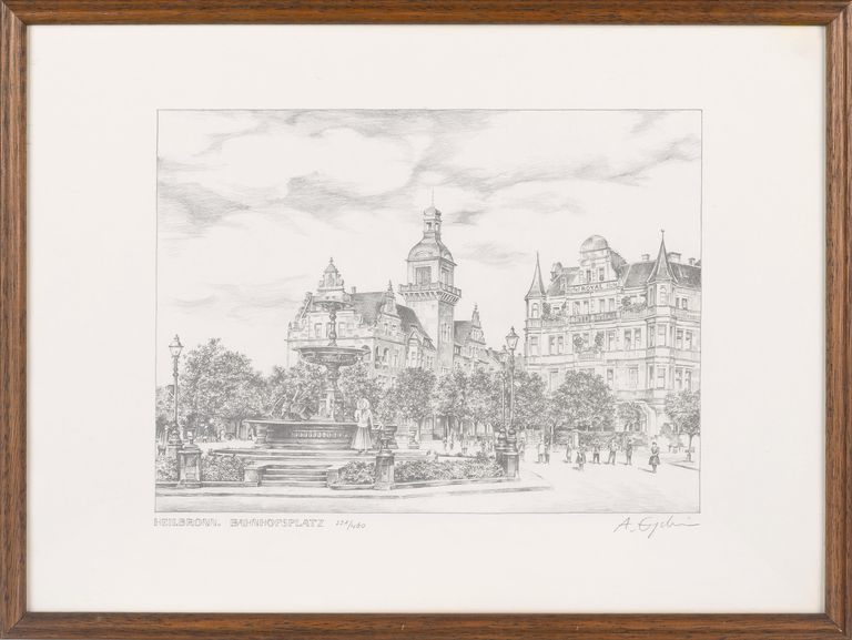 A. Gydum, "Heilbronn Bahnhofsplatz", Limited Edition Print