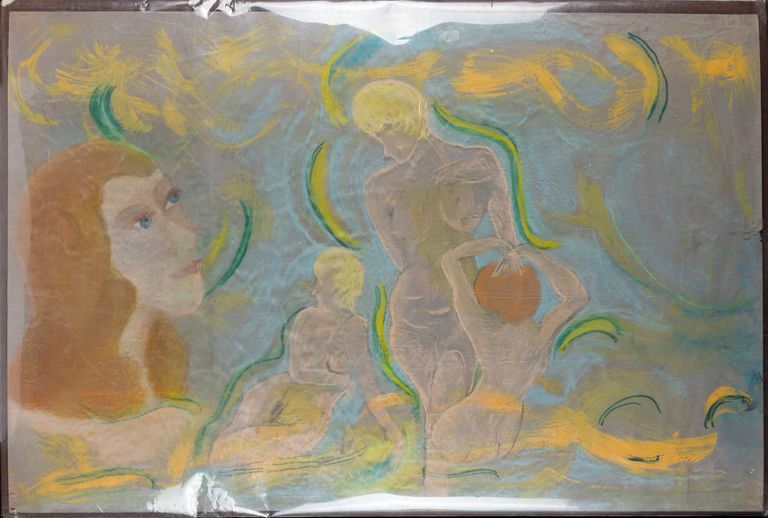 Vintage Watercolor Figurative Composition
