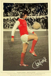 Charlie George Autographed 18x12 Photo - Iconic Moment in Arsenal History
