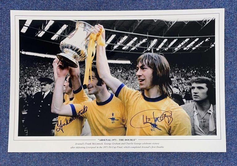Charlie George Signed 18x12 Black & White Photo – 1971 FA Cup Victory