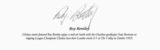 Roy Bentley Signed 11x8 Black & White Photo (Mounted on A3 Card)