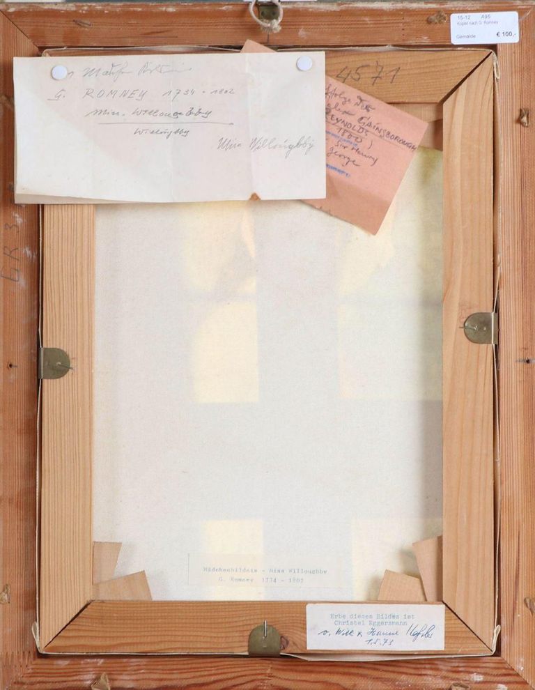 Vintage Portrait Painting - (After) G. Romney, "Miss Juliana Willoughby"