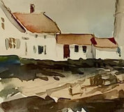 Signed ''Coastal Landscape'' Watercolor On Paper by Helen Schepens-Kraus