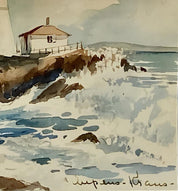 Signed ''Coastal Landscape'' Watercolor On Paper by Helen Schepens-Kraus