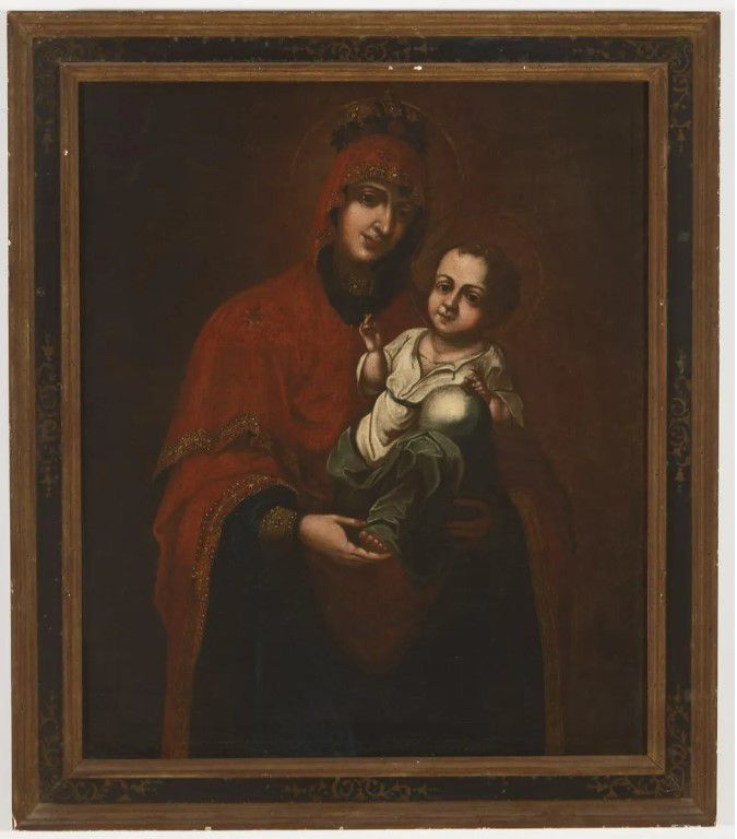 18th Century Oil Paintin - 'Early Madonna and Child'