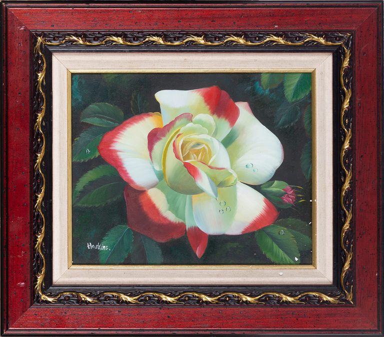 Original Oil on Canvas Painting by Haskins - Flower