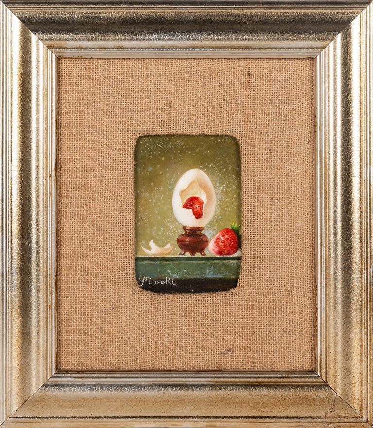 Gerald Stinski 'Egg & Strawberry Still Life'