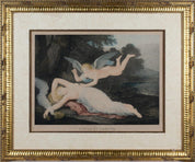 André Joseph Mécou, ''Amor and Psyche'' - Colored Engraving