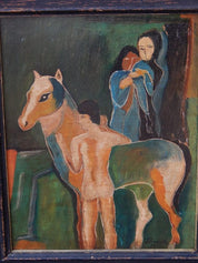 Béla Kádár (Attributed) "Male nude with horse"