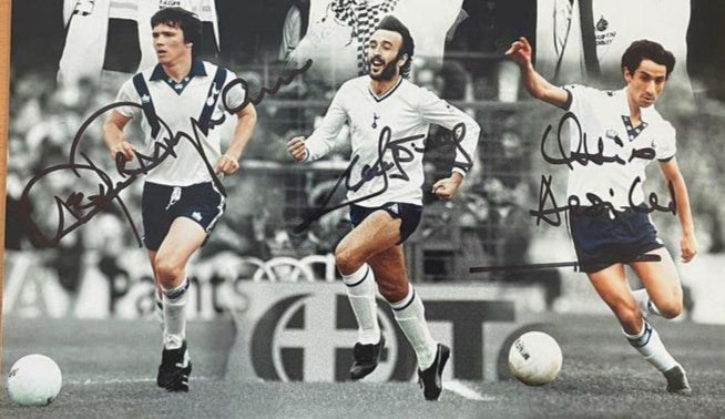Tottenham Hotspur FC Steve Perryman, Ricky Villa & Ossie Ardiles Signed 12x12 Colour Montage Photo