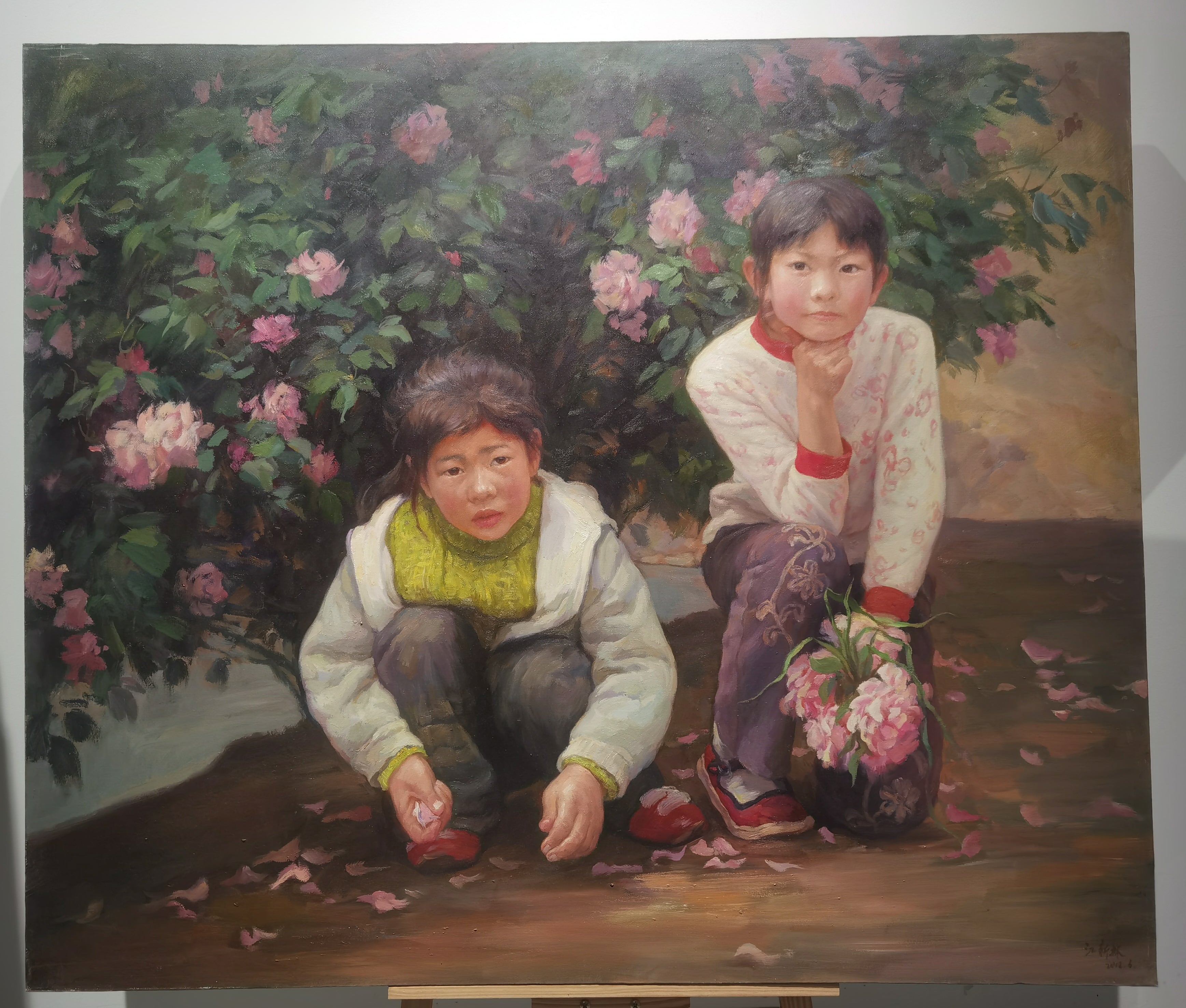 The rose blooms