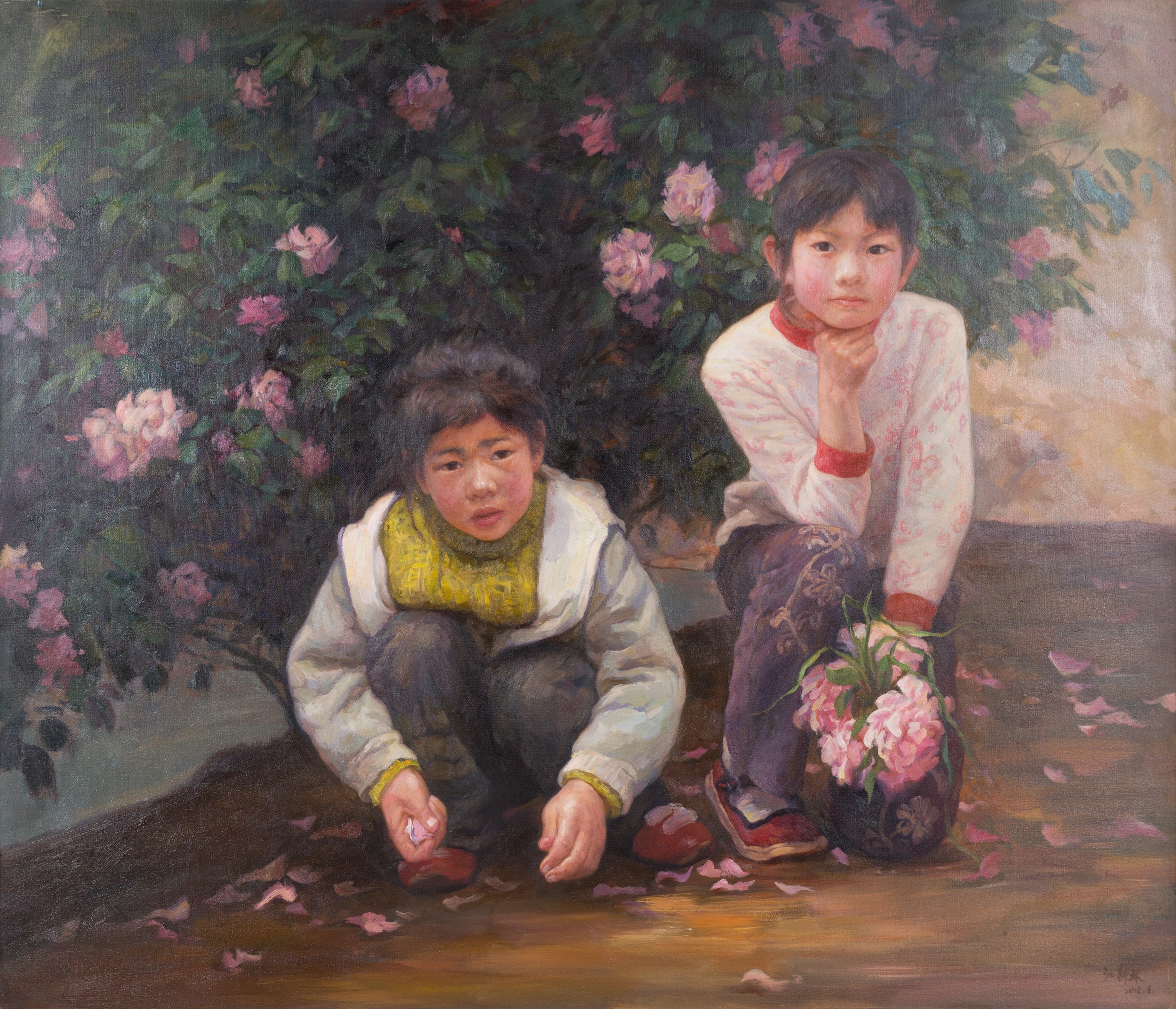 The rose blooms