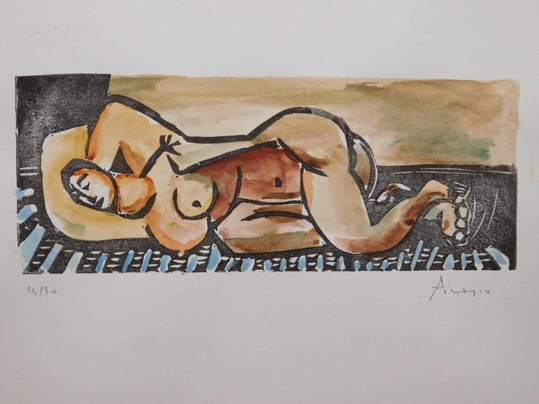 (After) Pablo Picasso, 'Woman Sleeping' - Signed Linocut Print