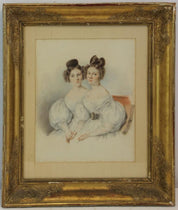 Antique Portrait Of Two 19th Century Sisters Signed Siebert