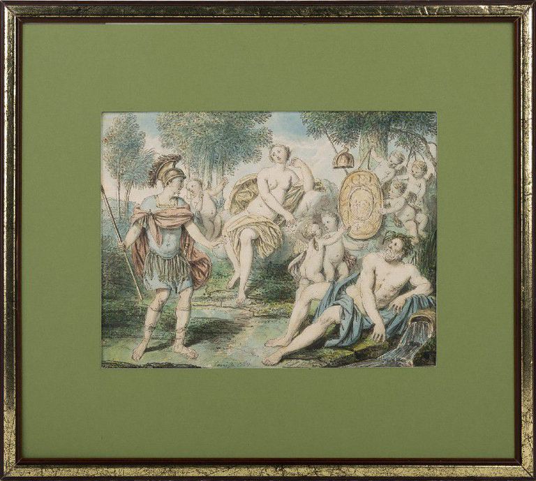 Antique Painting (After) Gérard De Lairesse, ''Mars And Venus'' 1708