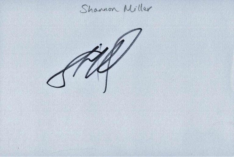 Shannon Miller Signed 6x4 White Card
