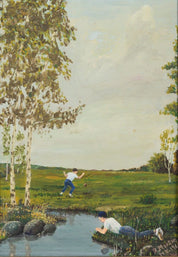 R. Martin, Landscape with Kids Playing