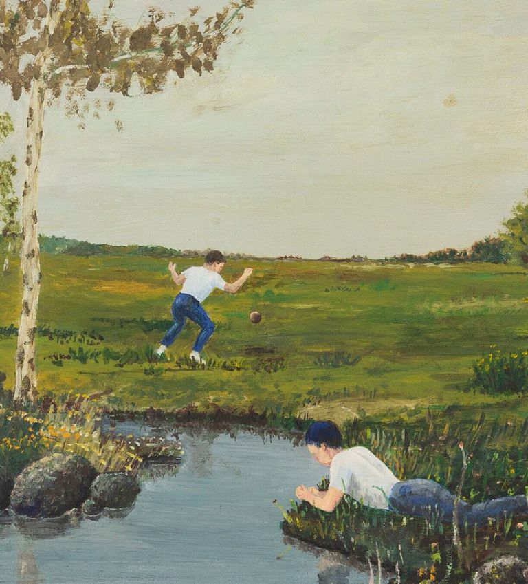 R. Martin, Landscape with Kids Playing