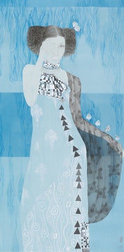 Signed Oil on Canvas Figurative Painting After Yang Feiyun - "Flower Season"