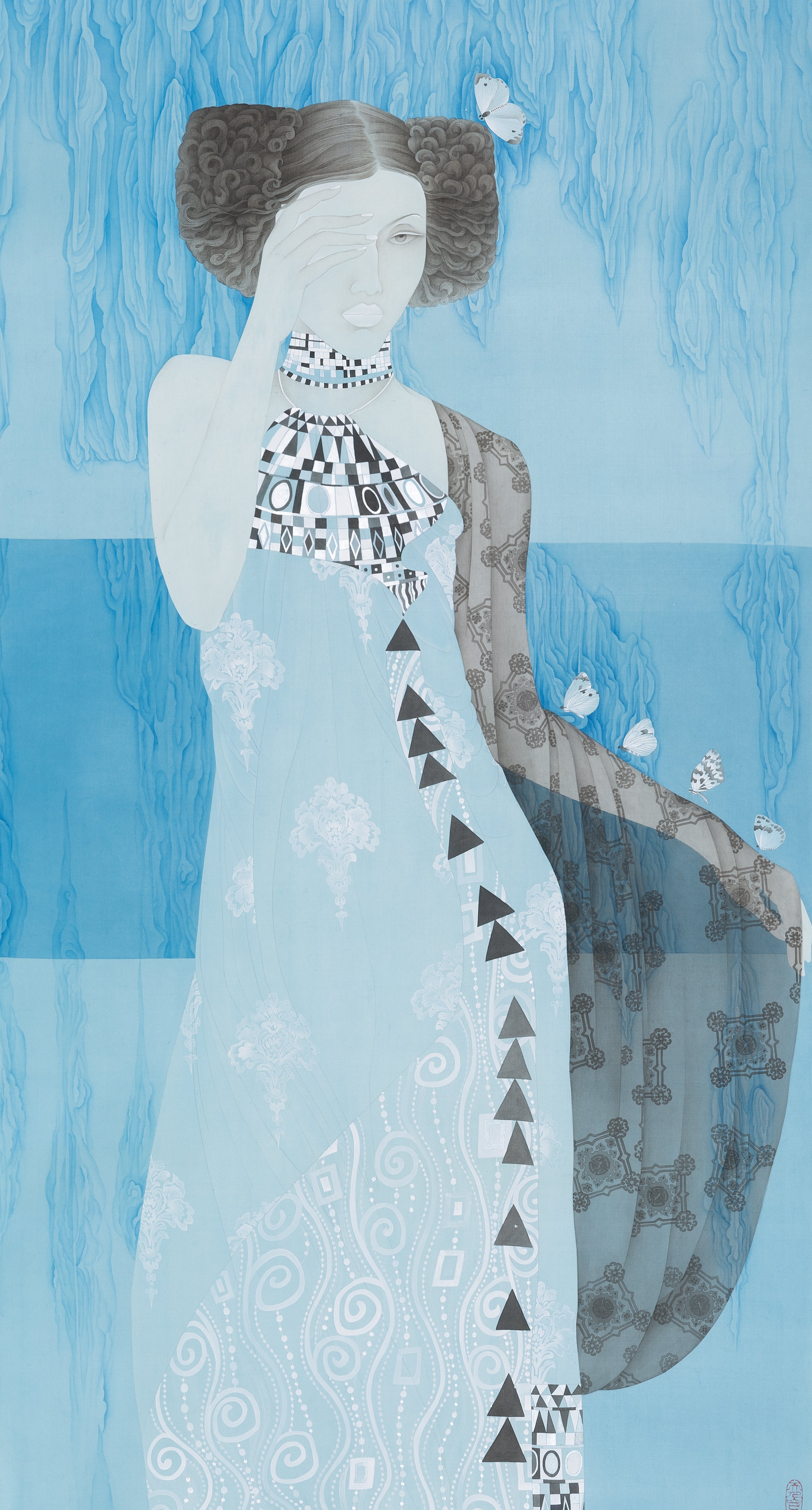 Signed Oil on Canvas Figurative Painting After Yang Feiyun - "Flower Season"