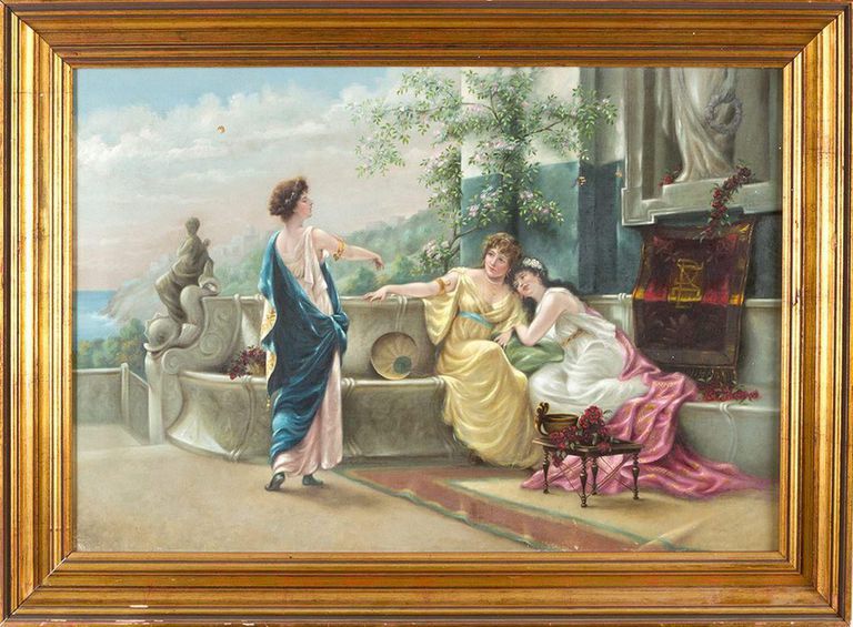 Timeless Masterpiece Oil Painting Three Ladies in the Roman Temple of Vesta