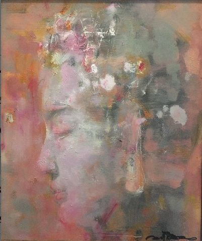 Original Signed Chinese Abstract Portrait by Jianjian Xing