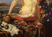 Burkhard Mangold, 'Female halfnude with still life on a balcony'