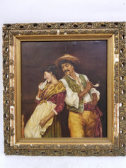 ANTIQUE 19TH CENTURY OIL ON CANVAS ITALIAN MAN AND WOMAN BY ED MACKENSEN