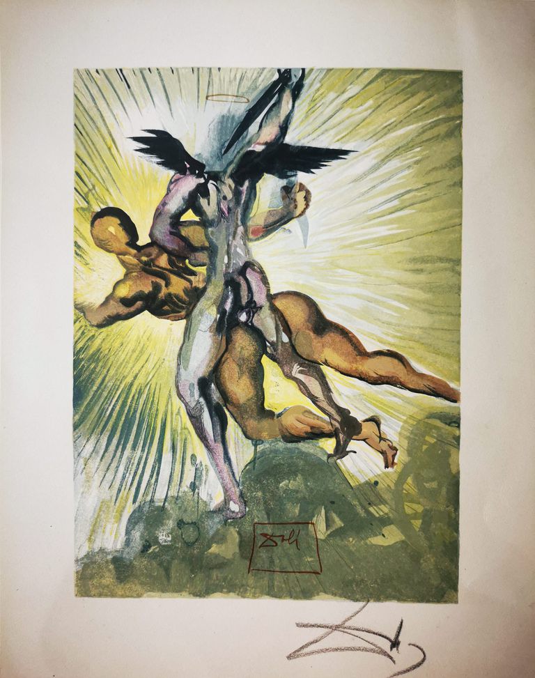 Salvador Dali (after) "Purgatory, canto 8 -Guardian angels of the valley"