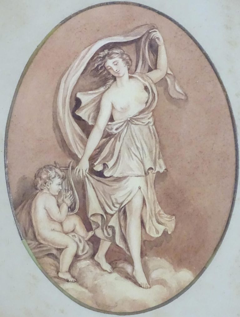Victorian, English School, Muse with putti
