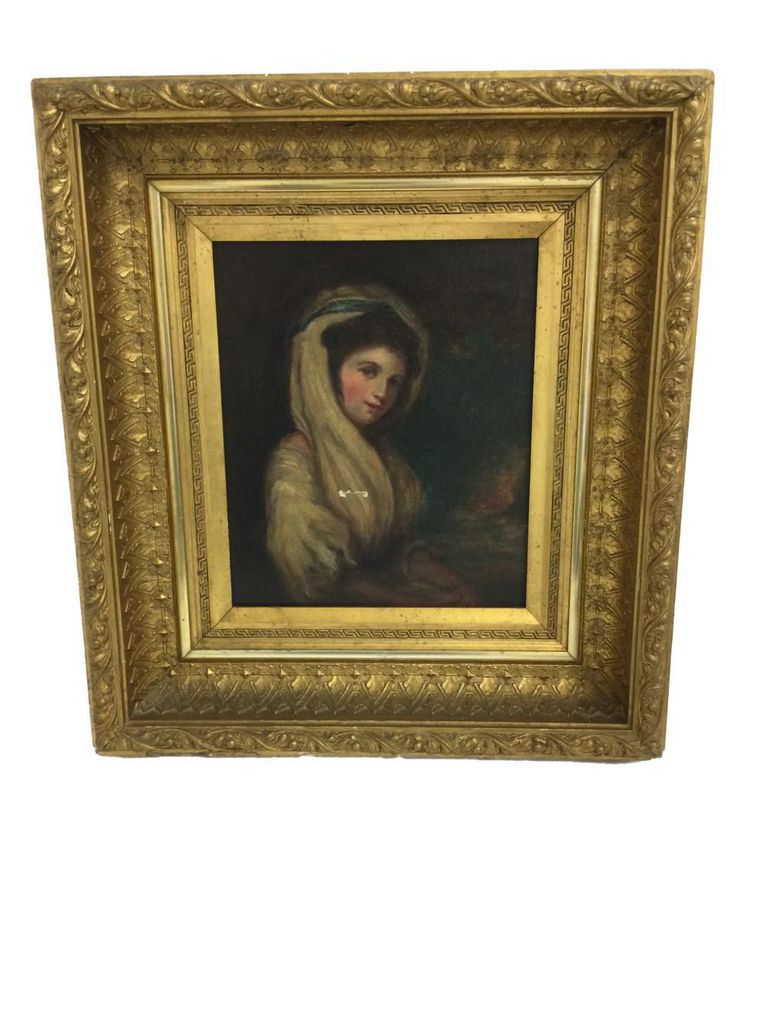 Portrait of Lady Hamilton Vintage Oil Painting After George Romney