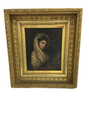 Portrait of Lady Hamilton Vintage Oil Painting After George Romney