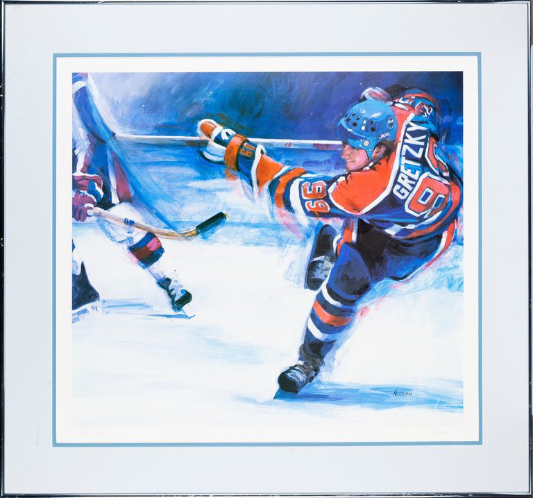 Wayne Gretzky 1985 "SLAP SHOT" Hockey Print after Painting by Thomas Needham