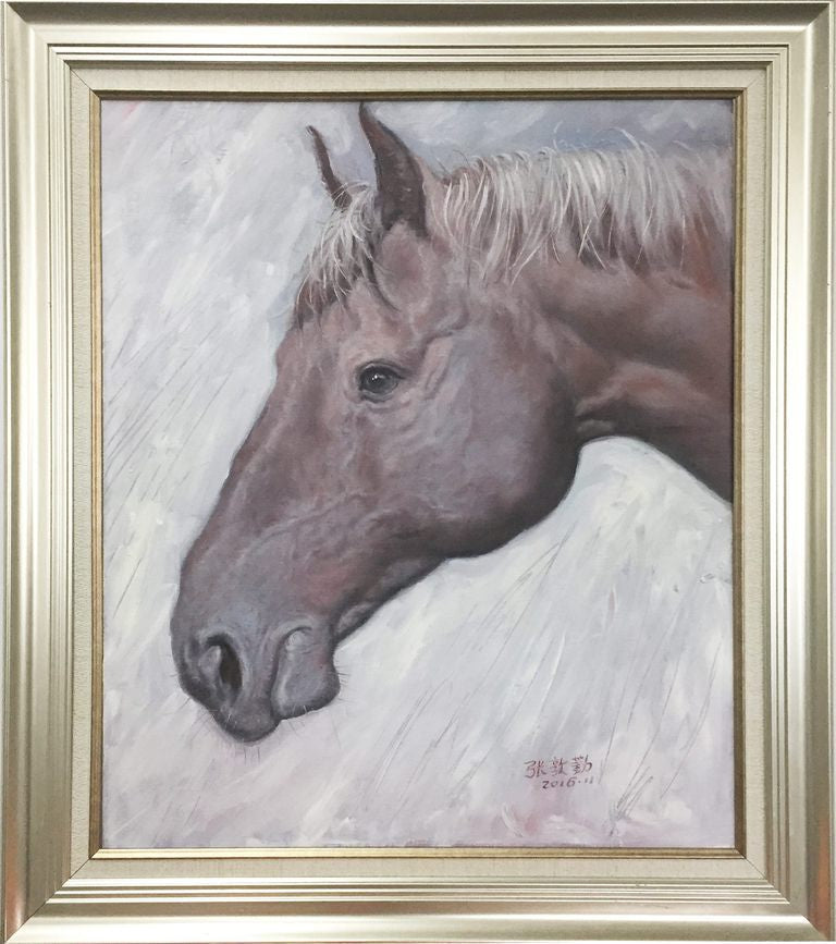 Portrait Of A Horse By Chinese Artist Dunqin Zhang Titled West Cold Wind 3