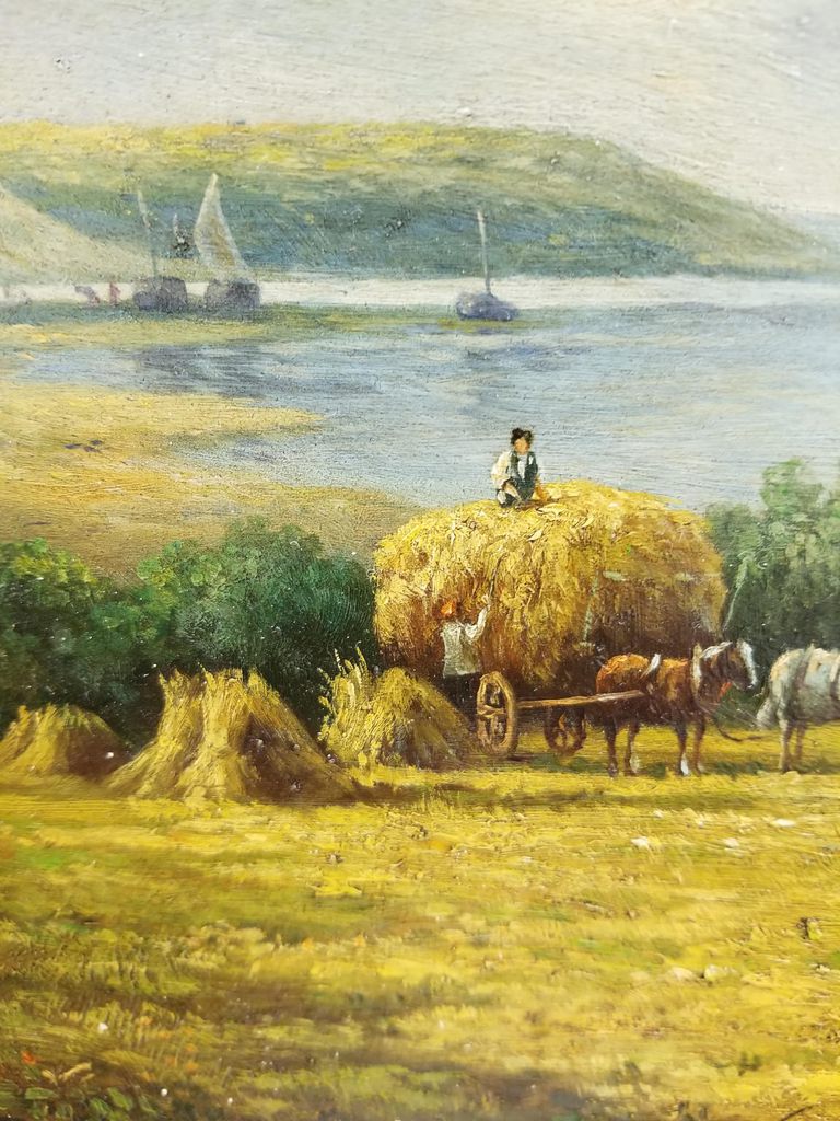 R. Rose  Haymaking  19th Century Impressionist Landscape