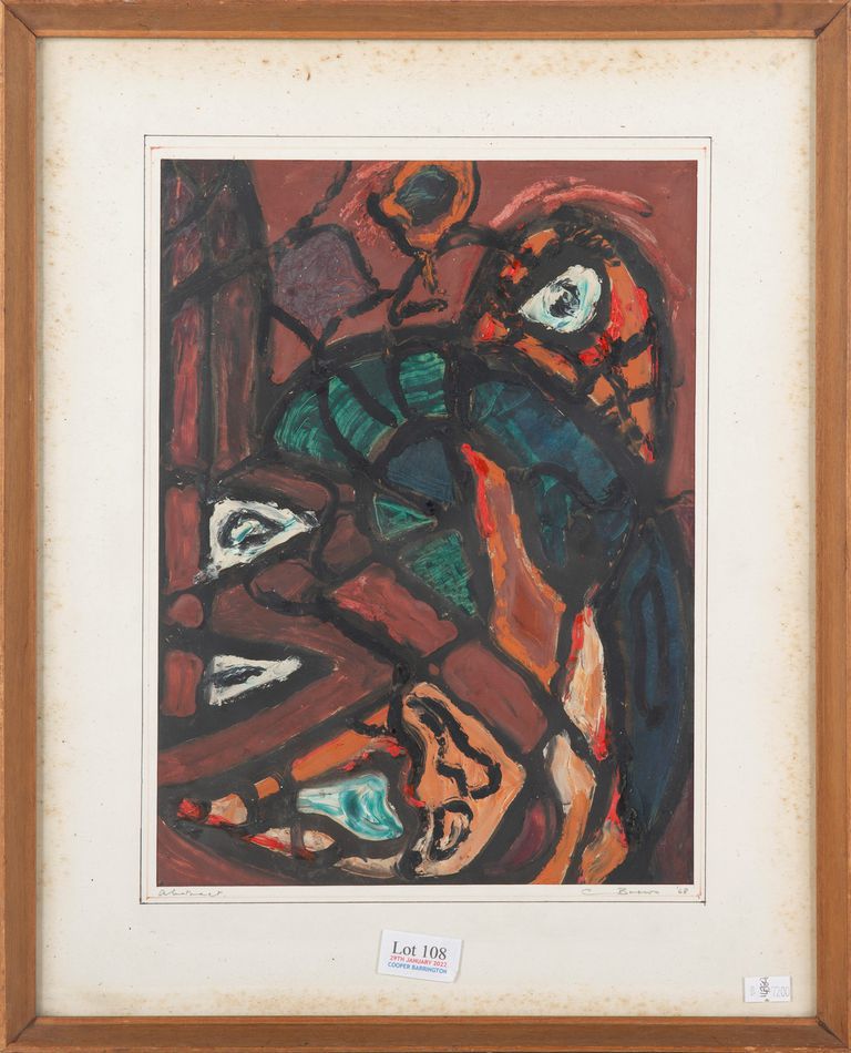 Christopher Brown – Abstract Gouache Painting (1968)