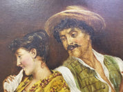 ANTIQUE 19TH CENTURY OIL ON CANVAS ITALIAN MAN AND WOMAN BY ED MACKENSEN