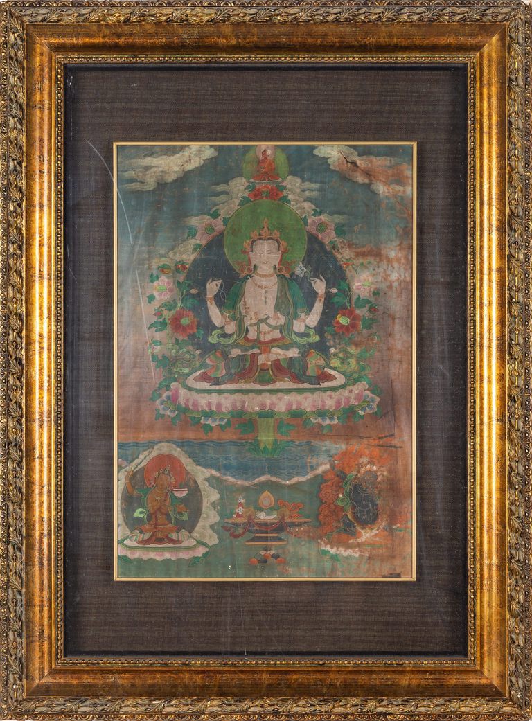 Cotton Woven Buddha Sakyamuni Tempera Thangka