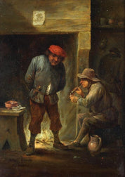 Albert Gianini (After David Teniers the Younger) "Two peasants by the fireplace" 1900