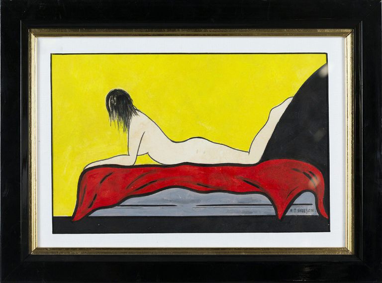 H T Shelton 'Reclining Nude Figure'