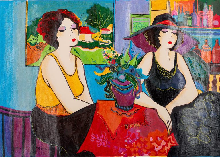 Patricia Govezensky Signed Expressionist Portrait Serigraph Titled "Esco Bar"