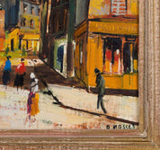 Andre Masset, 'French street scene' - Oil On Canvas Cityscape Painting