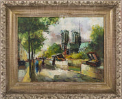 Andre Masset, 'French street Scene' - Vivid Oil on Canvas Cityscape