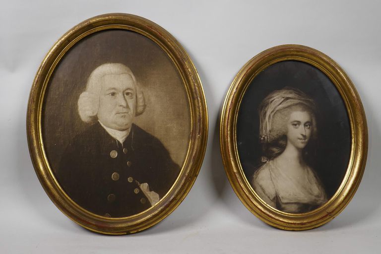 A Pair of Oval Sepia Prints – Richard Foquett & Elizabeth Foquett
