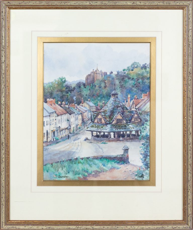 Original Watercolor Landscape Painting of The Medieval Village of Dunster