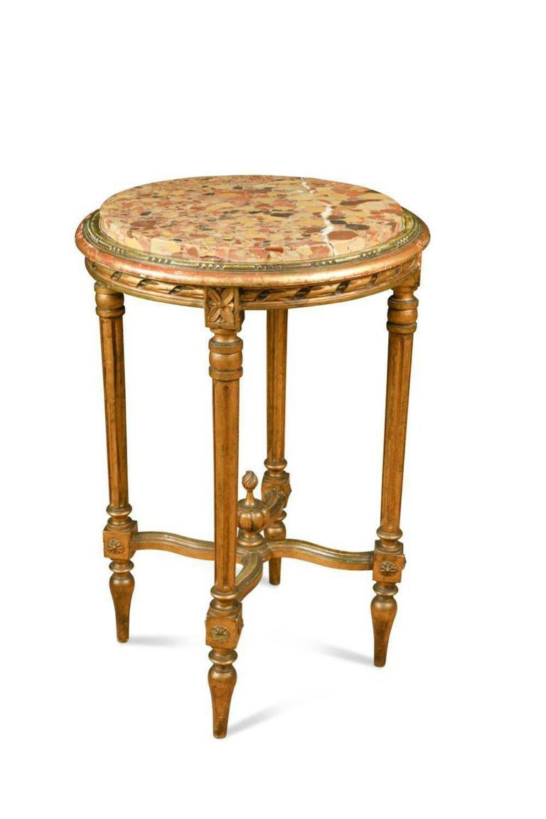 19th Century Circular Giltwood Occasional Table with Marble Top