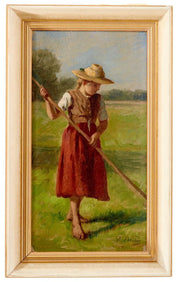 Paul Weber, "Dirndl with straw hat"